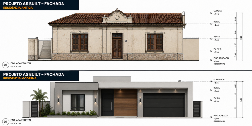 projeto as built vs projeto arquitetônico